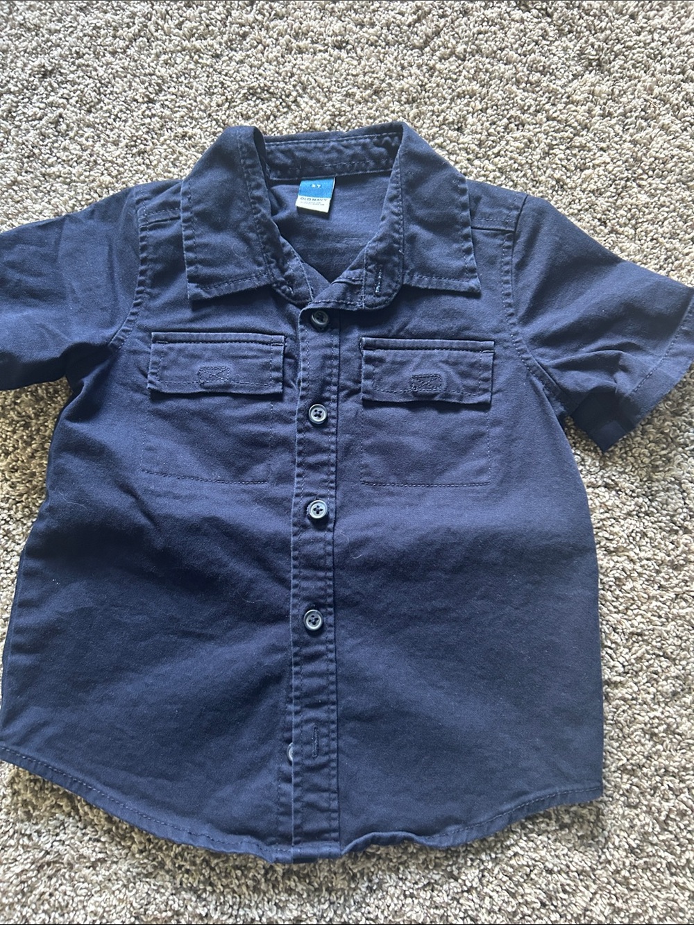 Old Navy Boys Navy Button-Down Short Sleeve Shirt